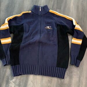 O’Neill nautical wear navy blue zip front sweater size large